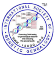 A green background with the international society of genetic genealogy logo.